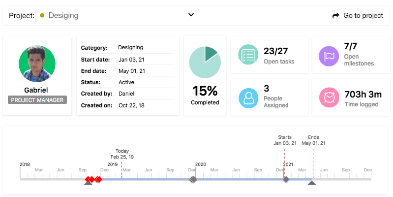 report for all the milestones, tasks, and time logged in that project