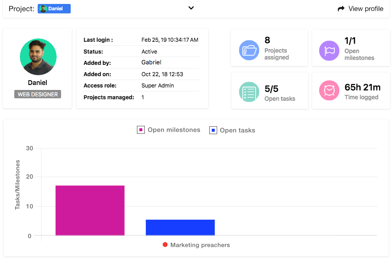 detailed report for all their milestones, tasks, and time logged by them