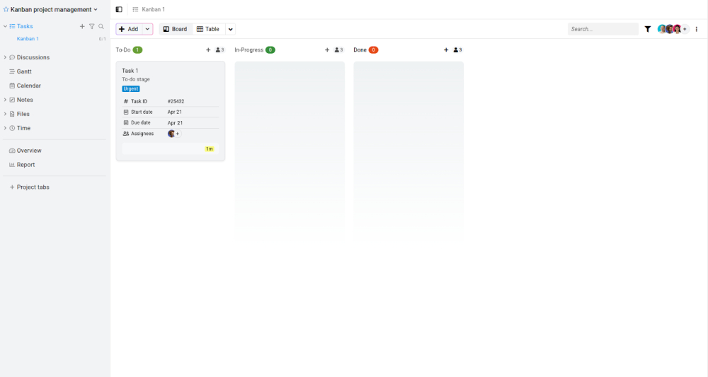 Tasks in initial stage