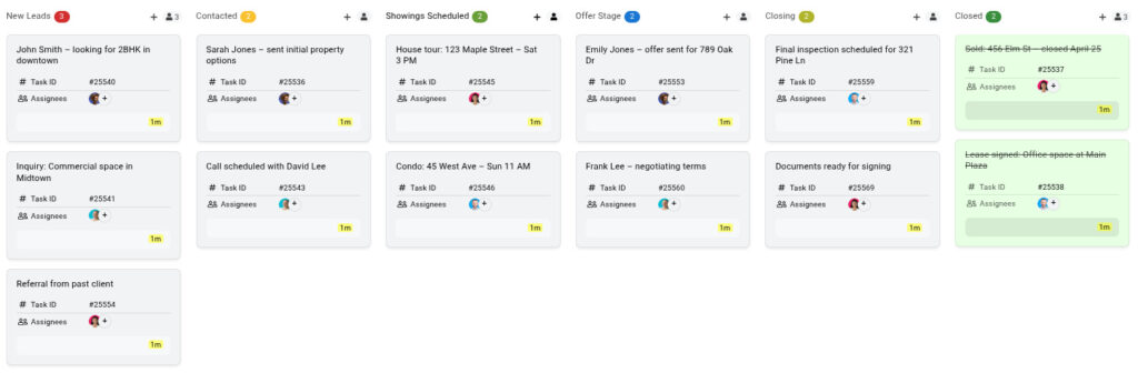 A Kanban board for real estate teams