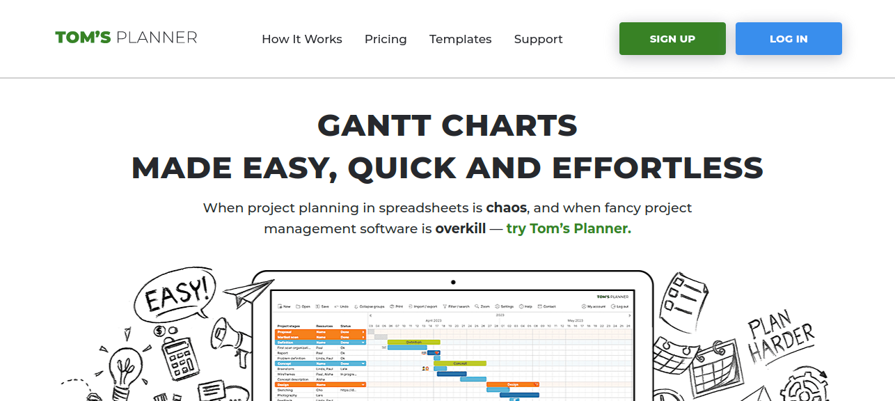 Tom’s Planner is a project management Gantt chart maker