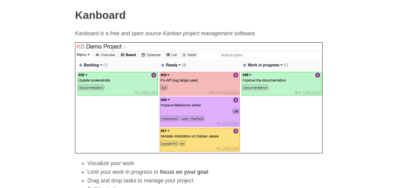 Kanboard as redmine substitute