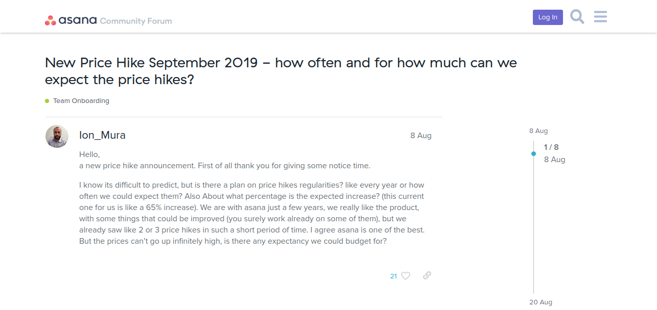 Asana pricing hike september