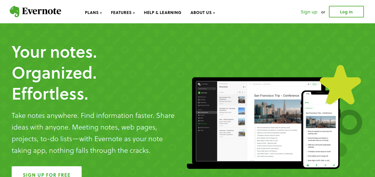 Evernote as note taking app