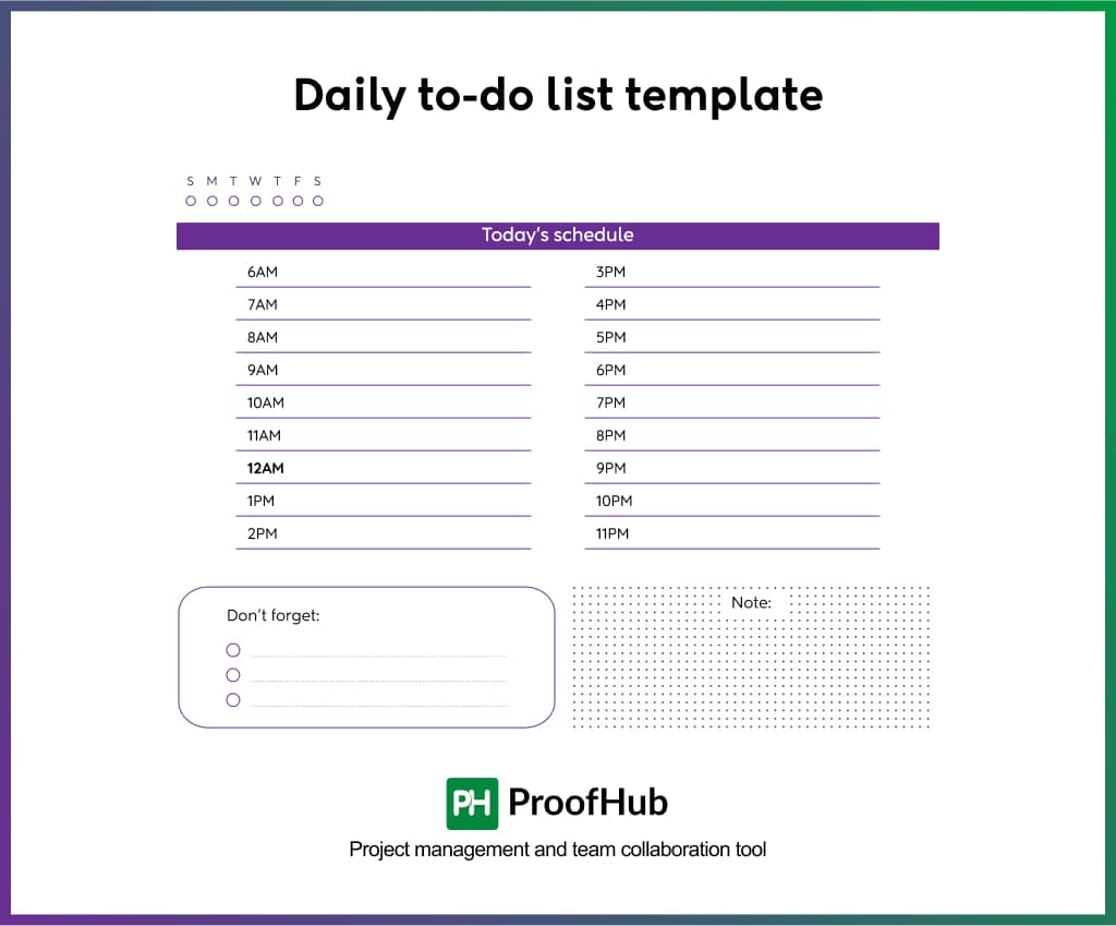 Daily to-do list template