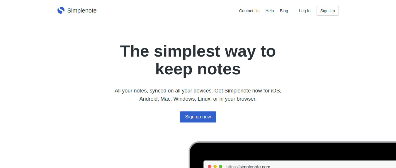Simplenote as note taking app