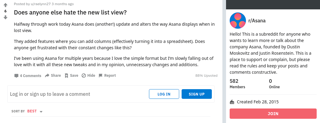 Asana new list view review