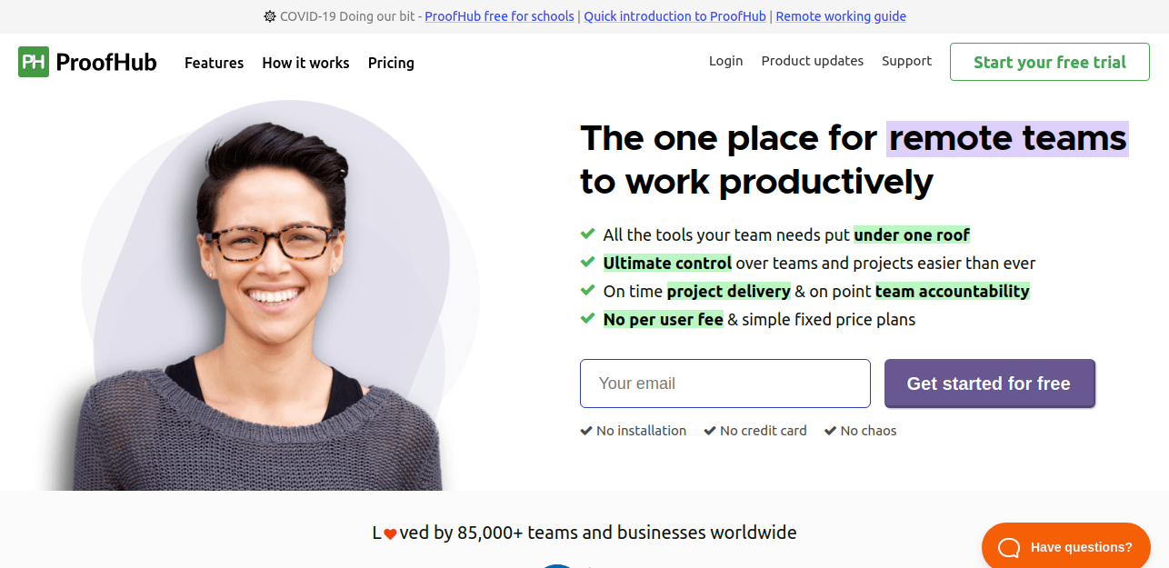 ProofHub as best project management tool for work from home