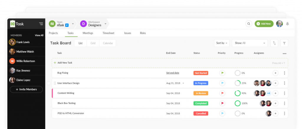 ntask as a project management tool