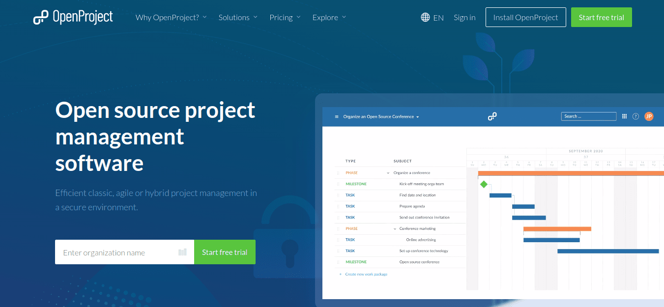 OpenProject open source free software for project management