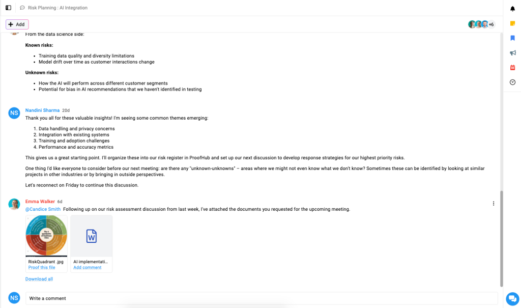 Discussion board for planning