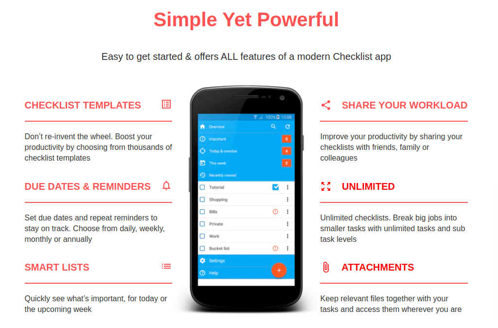 Checklist todo list app
