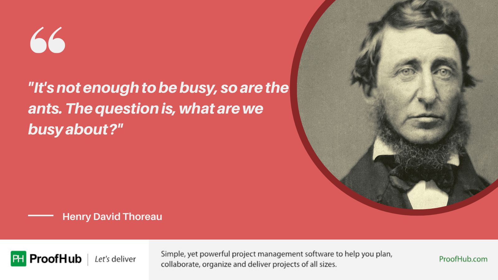 It's not enough to be busy, so are the ants. The question is, what are we busy about? Quote by Henry David Thoreau