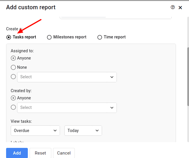 Custom report in ProofHub