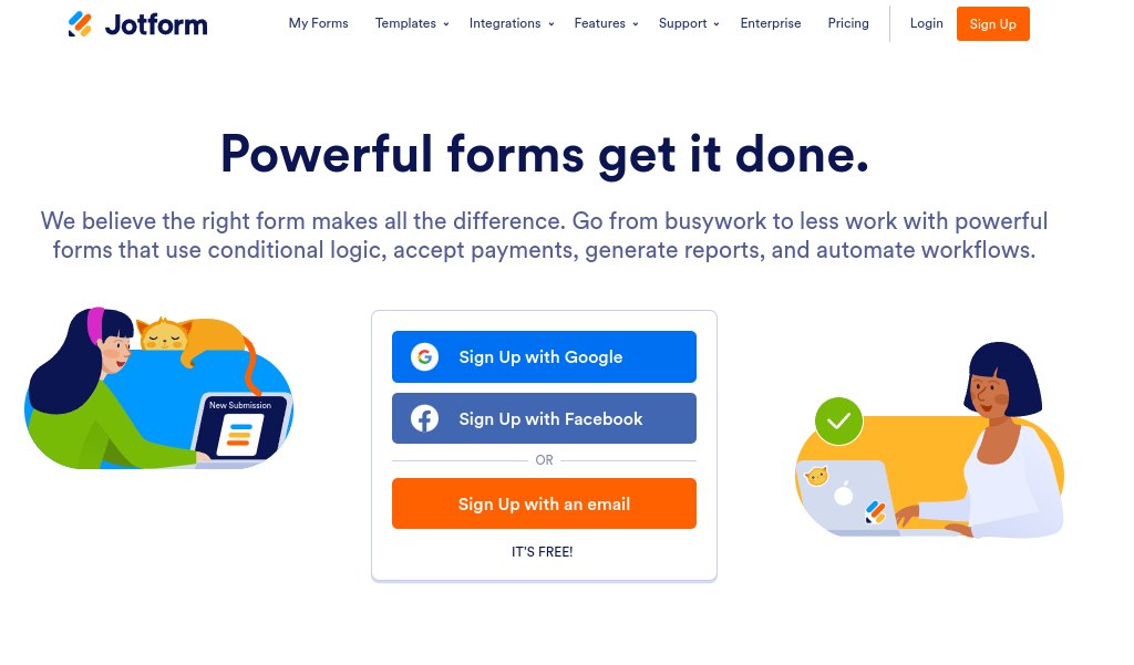 JotForm as form builder and form creator tool