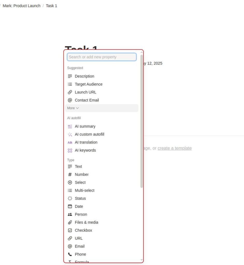 A property type in Notion