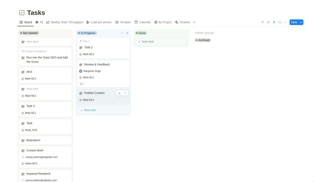 Notion tasks