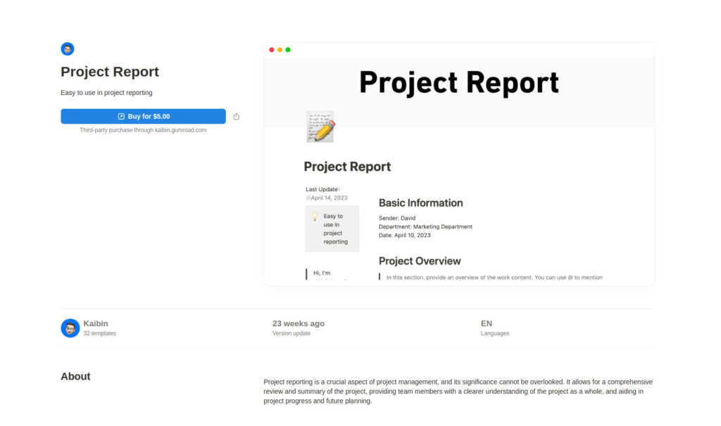 Paid templates in Notion Marketplace