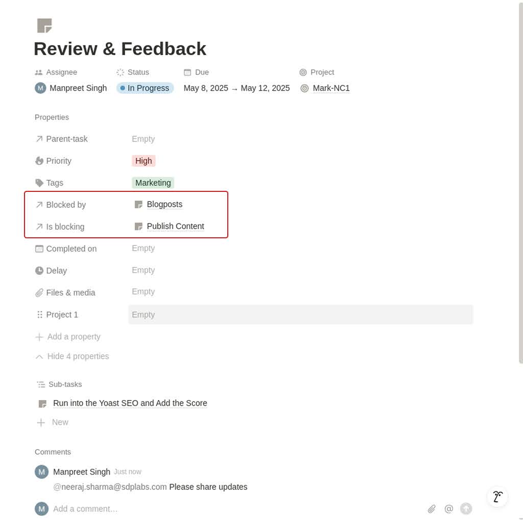 Task management in Notion