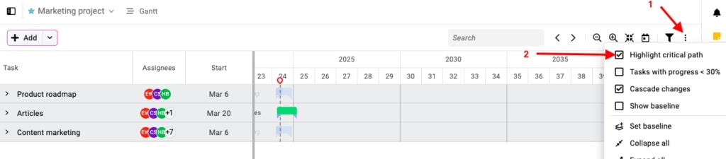 Prioritize critical path tasks