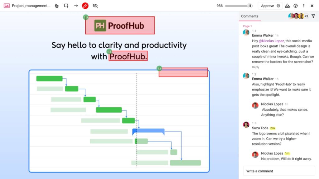How can I use ProofHub for proofing and approvals?