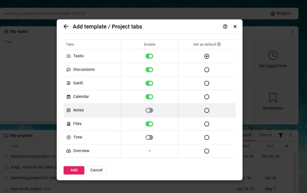How do I create a project template in ProofHub for repeat projects_