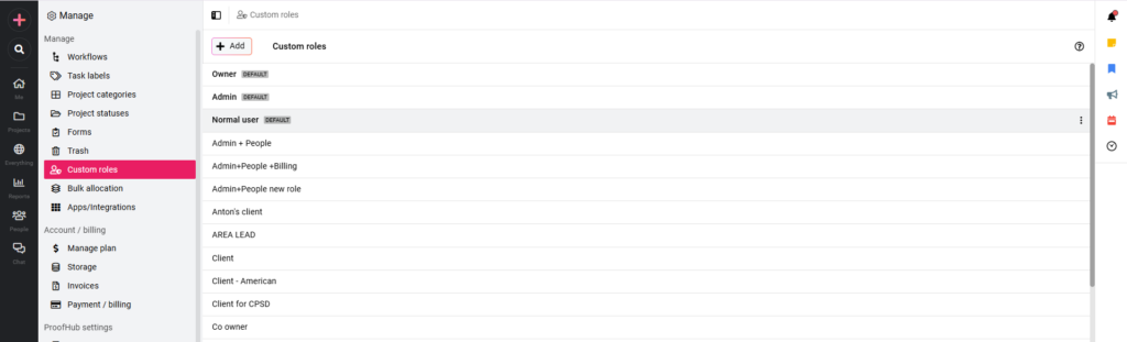 How do I invite team members and assign roles in ProofHub? 4