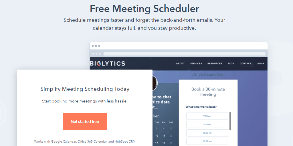 HubSpot Meeting as calendly competitors