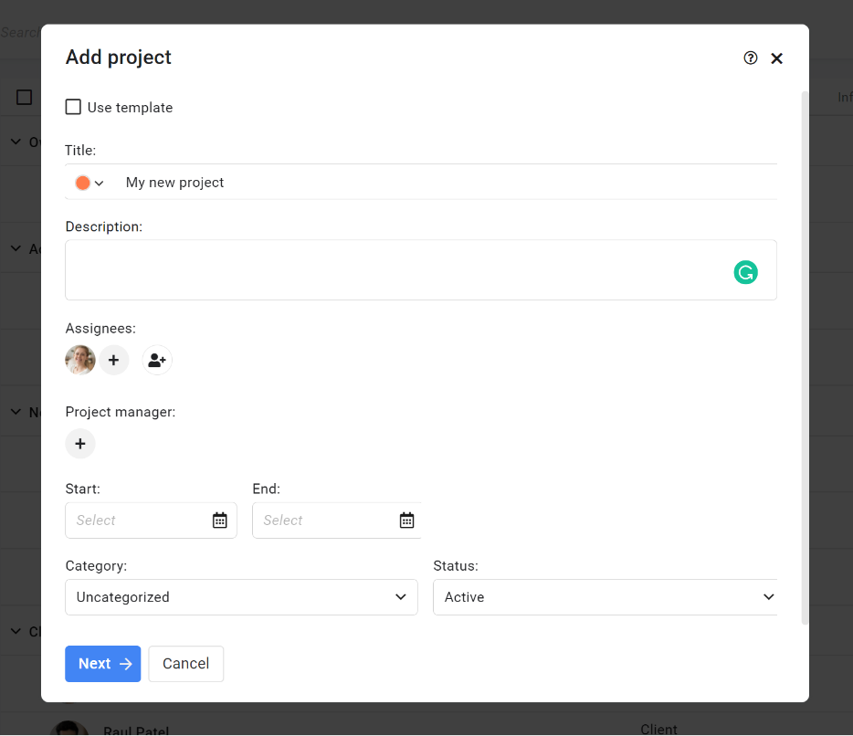 Add project details