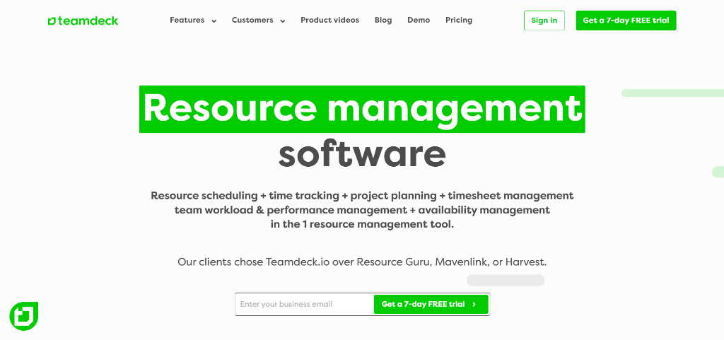 Teamdeck is a flexible platform for resource scheduling