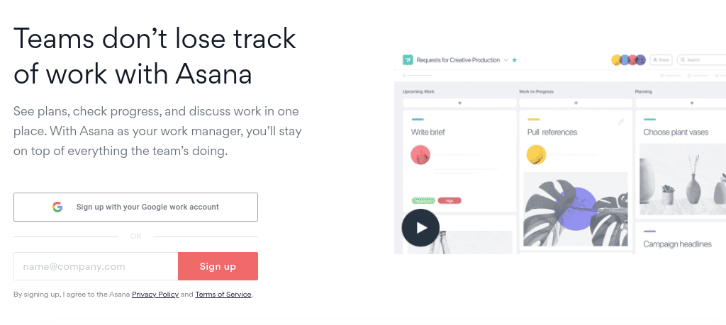 Asana as best alternative for google sheets