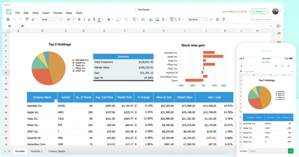 Zoho Sheet as one of the best Google spreadsheet alternatives