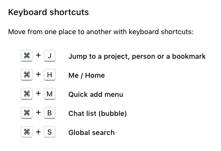 keyboard shortcuts