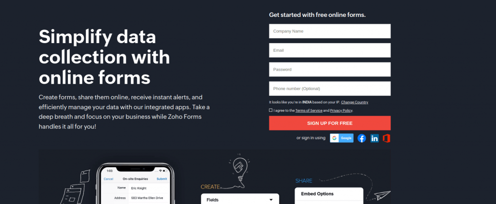 Zoho Forms is a web-based form builder software