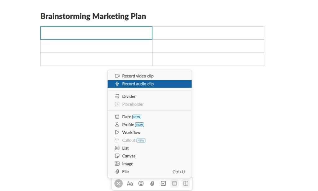 Slack Canvas