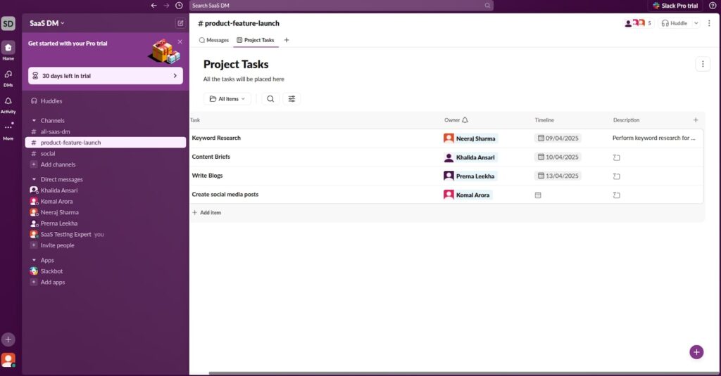 Slack Lists