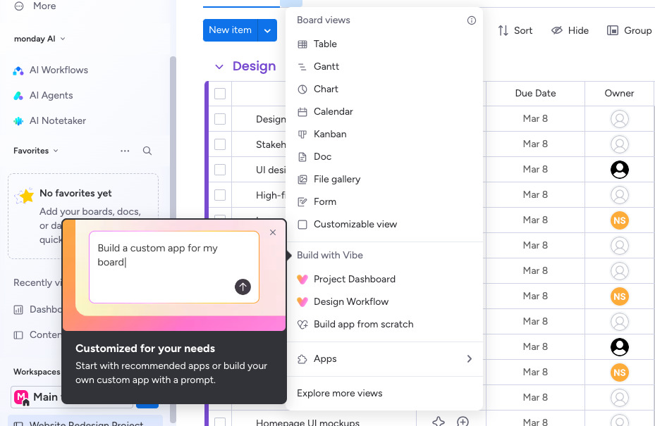 Views (Kanban, Timeline, Gantt, Chart, Workload)