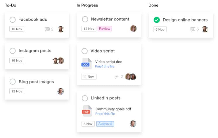 task management in ProofHub