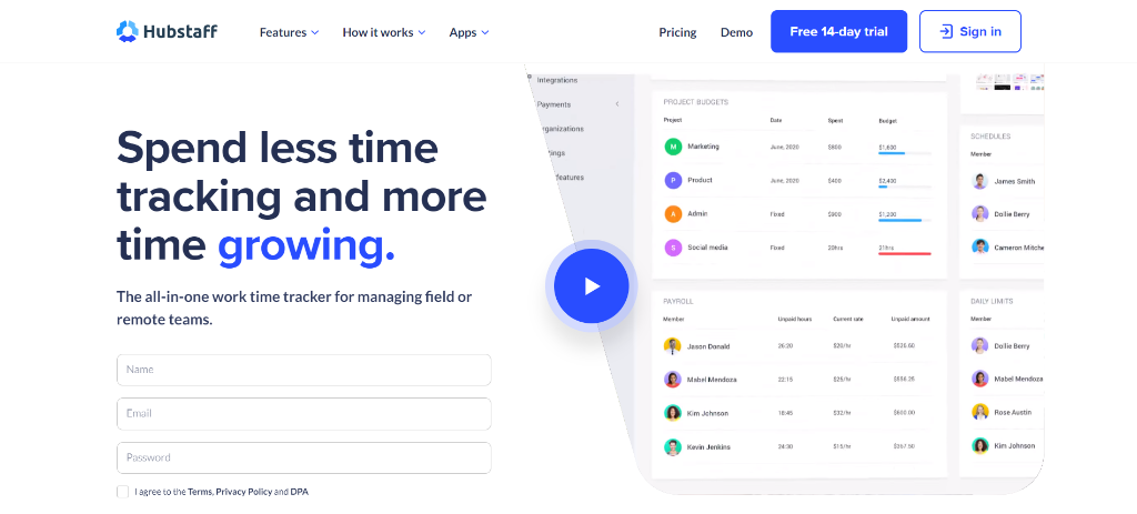Hubstaff is a time tracking app