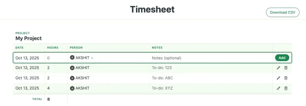 timesheet in Basecamp