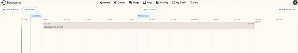 lineup view in Basecamp