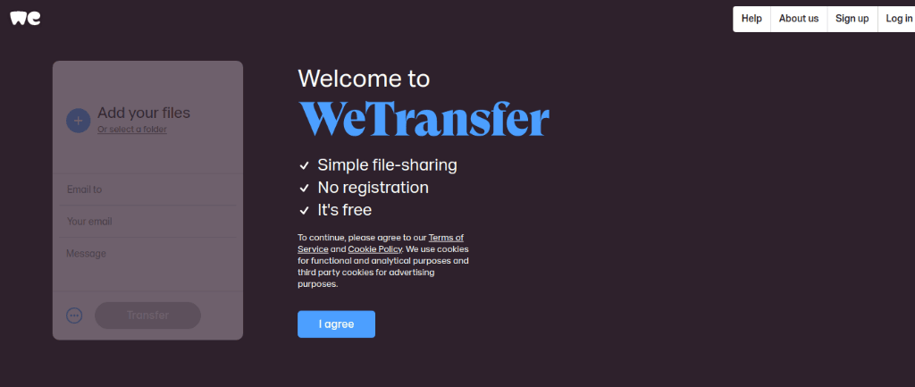 WeTransfer online file sharing collaboration tool
