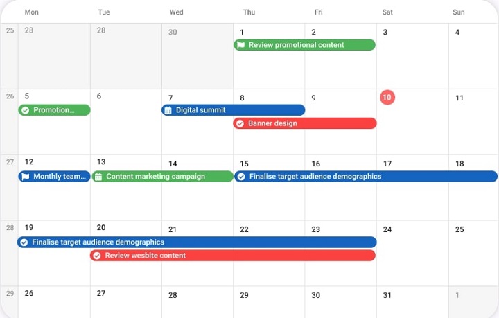 Scheduling tasks, events, and milestones with ProofHub