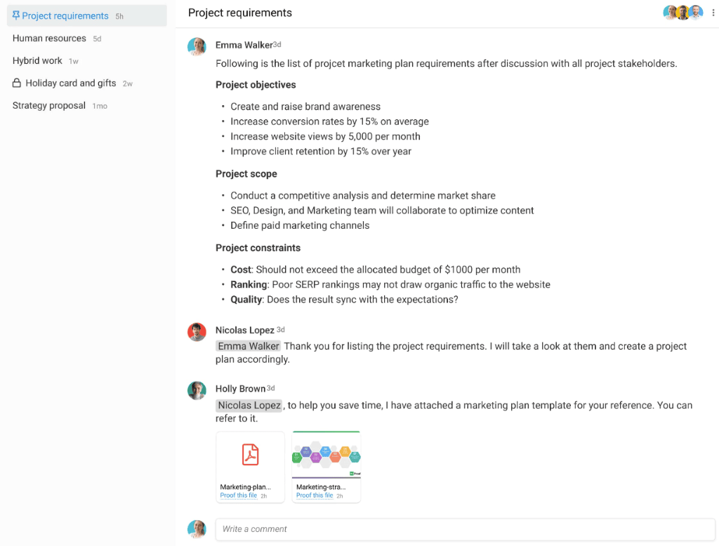 ProofHub discussion feature