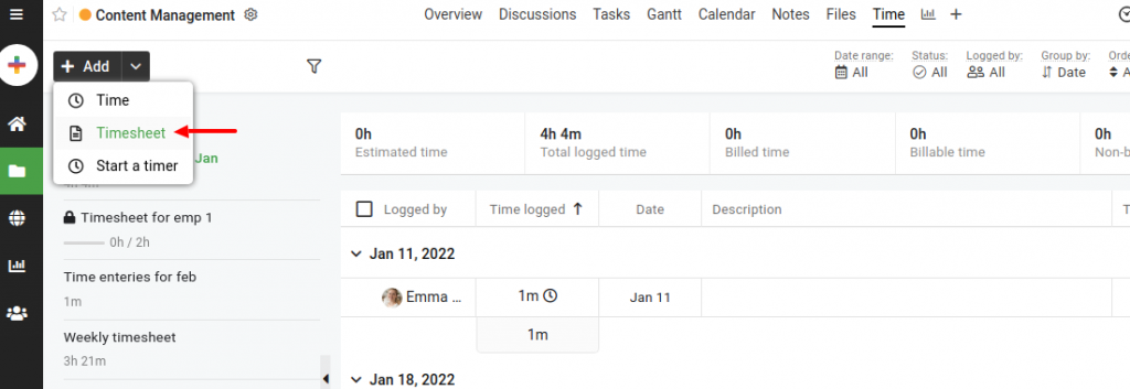 ProofHub time tracking
