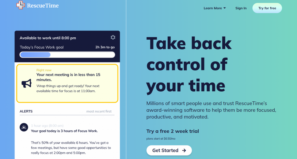 RescueTime - Best for organizing time