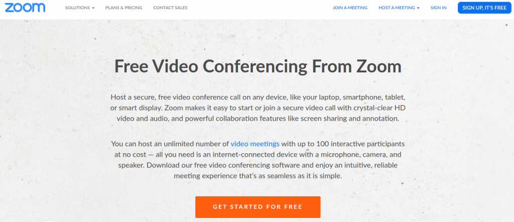 Zoom: Best for organizing video conferencing