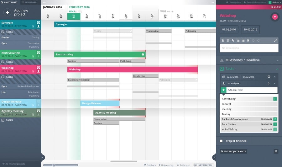 Agantty for beautifully arranged Gantt charts