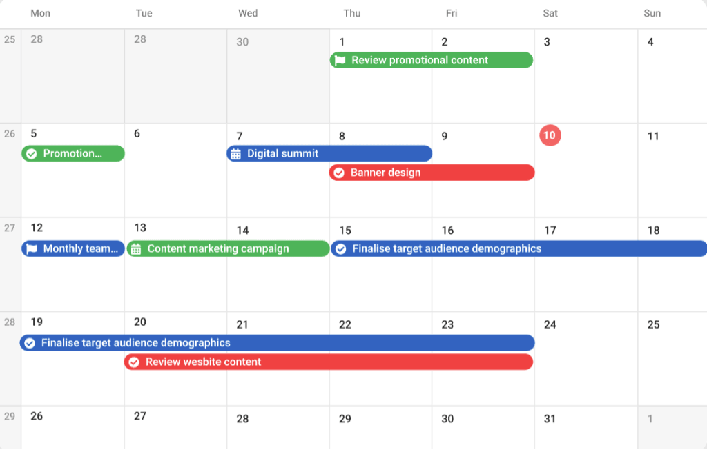 ProofHub calender view to visualise task effectively
