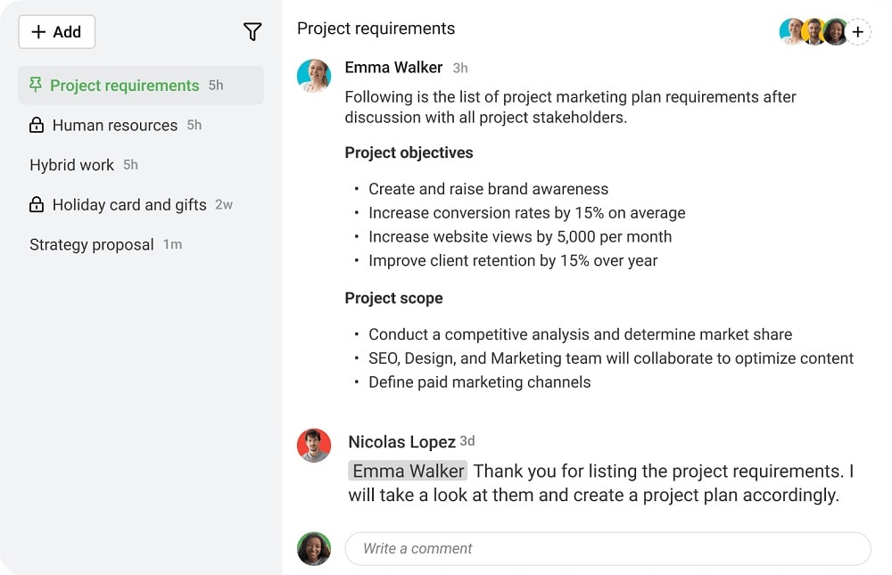 Shareable notes to document project requirements